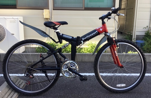 ＜整備・良品＞◉Switzsport-Tech (スウィツスポートテック)  Wサスペンション・MTB型26インチ折りたたみ自転車 シマノ3×7段変速