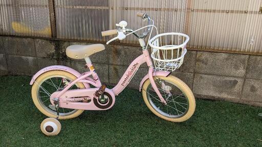 子ども自転車 16インチ ピンク色 補助輪付き