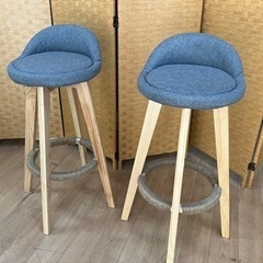 【引取】カウンターチェア　木製　北欧　椅子　回転式　インテリア　...