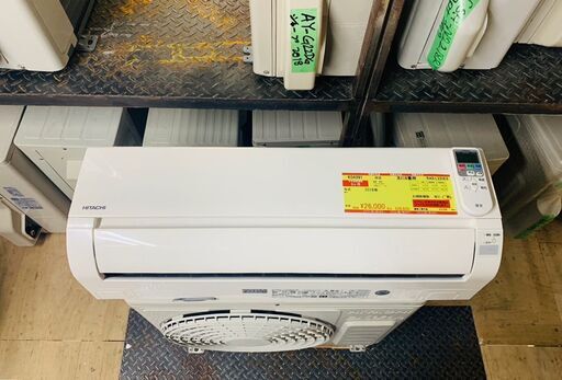 K04391　日立　中古エアコン　主に6畳用　冷房能力2.2kw/暖房能力2.2kw