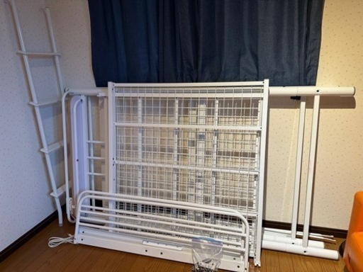 【ロフトベッド 階段】シングル ホワイト白　引取り限定 ロフトベッド（白、ホワイト） ロフトベッド 階段】シングル ホワイト