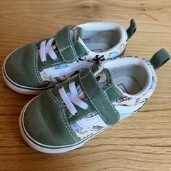 ＶＡＮＳ✩14センチ　動物柄　くすみグリーン