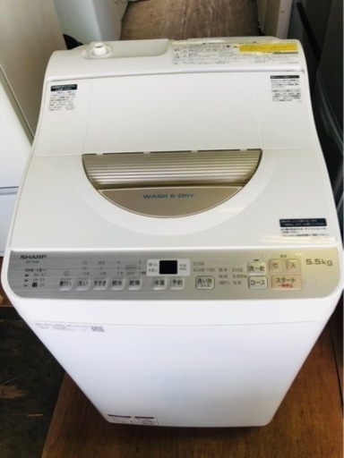 福岡市内配送設置無料　2018年式　ES-TX5B-N 縦型洗濯乾燥機 ゴールド系 [洗濯5.0kg /乾燥3.5kg /ヒーター乾燥(排気タイプ) /上開き]