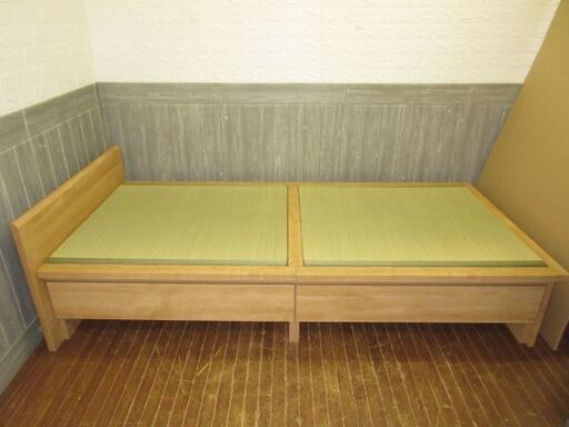stp-1938　畳ベッド　引き出し付き　シングルベッド　たたみベッド　シングルサイズ　ベッド　い草　足付き　脚付き　脚　シングル　たたみ　畳　和　和風　収納付き　和室　木製