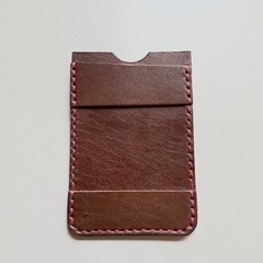 手縫い未使用の本革製スマホ用ICカード入れ（貼り付けタイプ）