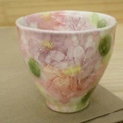 ♢新品  約１年待ち！【工房　ゆずりは】紅彩花小紋湯呑