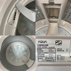I383 🌈 2021年製の美品♪ AQUA 洗濯機 （5.0㎏） ⭐ 動作確認済 ⭐ クリーニング済