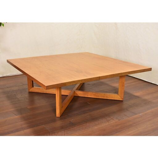 ≪zyt1087ジ≫ スクエアセンターテーブル 幅約120cm クロス脚 木製 正方形 シンプル/リビングテーブル/ローテーブル 50709-07