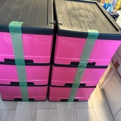 黒×ピンク衣類収納ケース2つセット奥行き45×幅34高さ64センチ