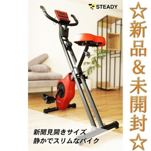 〚新品\u0026未開封〛STEADY フィットネスバイク ST-102 レッド