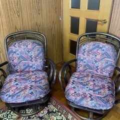 籐製の椅子 2脚セット バラでもOK レトロ