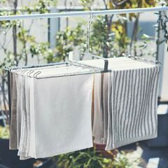 ベルメゾン　風が通るダブルバー仕様のステンレス製洗濯タオルハンガー