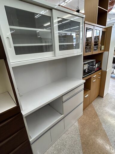 マルコ木工　2面食器棚人気のホワイトカラー　4758