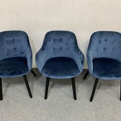 廃番】Kare/カレ ブラックレディベルベットブルー ダイニングチェア 6 