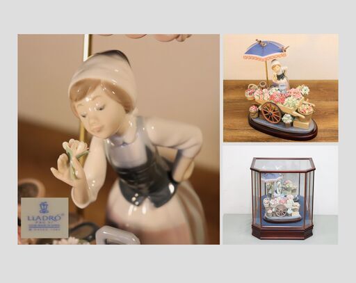 ≪W1012≫ 美品 LLADRO/リヤドロ 【公園通りの花屋さん】 ショーケース付き フィギュリン 陶器人形 置物 西洋陶磁 オブジェ/インテリア