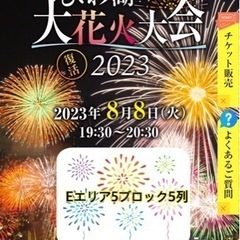 8/8びわ湖大花火大会Eエリア5ブロック5列3席分