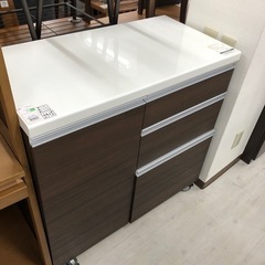 キッチンカウンター 2枚扉 ブラウン×ホワイト【トレファク堺福田店】