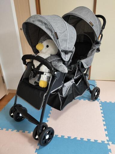 美品◎besrey 2人乗りベビーカー　ワンタッチ開閉　折畳可能