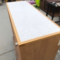 堀田木工所 カウンターボード 天然木無垢材 天板は人工大理石 120cm×45cm×高さ90cm