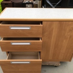 堀田木工所 カウンターボード 天然木無垢材 天板は人工大理石 120cm×45cm×高さ90cm