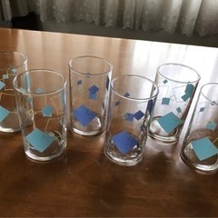 【値下げ・未使用】ブルー系グラス6個セット　同柄色違いの２種