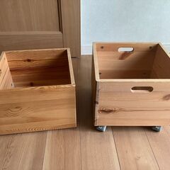 無印良品 パイン材収納box２個セット（キャスター付き×1個・キ...