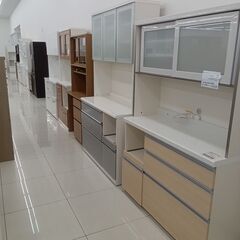 ★ジモティ割あり★  レンジボード ベージュ H191×D42×W78 クリーニング済み HJ098