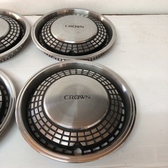 【北海道旭川市直接取引歓迎】美品 TOYOTA トヨタ 13クラウン 130系クラウン ステンレス製純正ホイールキャップ 4枚セット 昭和レトロ 当時物 