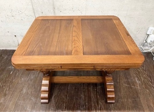 展示品 ナラ材 無垢材 バタフライテーブル 木製 テーブル ダイニングテーブル 伸長式テーブル
