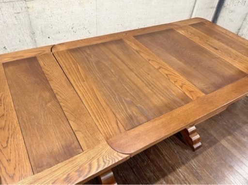 展示品 ナラ材 無垢材 バタフライテーブル 木製 テーブル ダイニングテーブル 伸長式テーブル