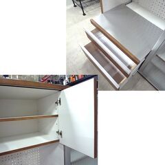 キッチンボード 食器棚 レンジボード ガラス扉 フォレ120KB 中古 レンジ台 札幌市東区 新道東店