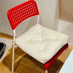 IKEA赤椅子withシート(2個)
