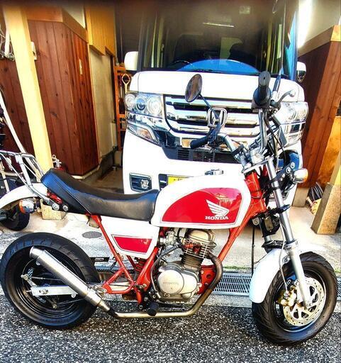 ホンダエイプ　フロントディスク化　CBXタンクカバー