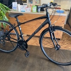 【チェーン新品！アルミフレーム】3×7速　700×35c クロスバイク　ブラック　名古屋プレミアム商品券×金鯱マネー参加店舗