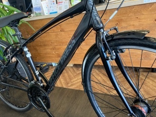 チェーン新品！アルミフレーム】3×7速 700×35c クロスバイク ブラック