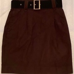 スエード調　ミニスカート　ベルト付　茶色