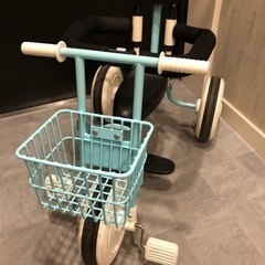 【美品】手押し棒付き三輪車(ブルー)