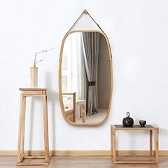 壁掛けミラー 鏡 竹製 飛散防止  全身ミラー   姿見 玄関鏡　