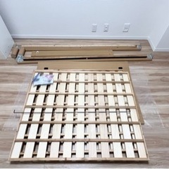 【値下げ】【美品】ナチュラルウッド色 セミダブルベッド（フレーム＋マット）