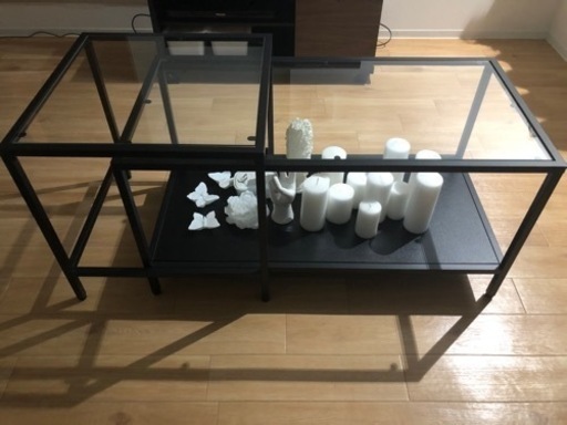 【商談中】【IKEA】ガラスローテーブル　商品名: VITTSJÖ ヴィットショー ネストテーブル2点セット