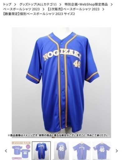 乃木坂46 個別ベースボールシャツ真夏の全国ツアー2023 金川紗耶