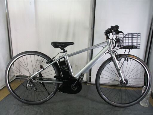 C963★整備済み　中古電動クロスバイク自転車　Panasonic　ジェッター★【700ｃ　44ｃｍ　シルバー　バッテリー新品8.9Ah】