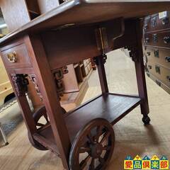 【愛品倶楽部柏店】アンティークデザイン 車輪付きバタフライワゴンテーブル