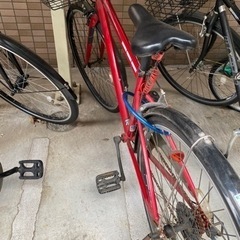 自転車  赤色　4ケタパスワードチェーン付き