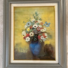 絵画 ルドン・「青い花瓶のアネモネとリラ」 プリキャンバス複製画...