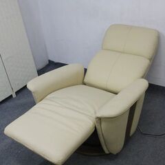 NITORI/ニトリ 電動本革リクライニングチェア 2モーター ラグジェ 天然目 ベージュ ウォールナット 中古家具 店頭引取歓迎 R7437
