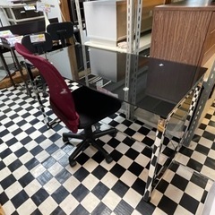 【リサイクルサービス八光】強化ブラックガラス　デスクセット