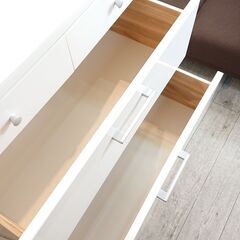 ハイチェスト 5段チェスト 引出し6杯 幅80cm×奥行44cm×高さ121cm ホワイト 鏡面仕上げ★近隣配送無料 買取帝国 志木店