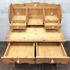 カントリー調 学習机 木製 デスク 机 イス 本棚 ワゴン付き