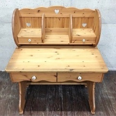 カントリー調 学習机 木製 デスク 机 イス 本棚 ワゴン付き